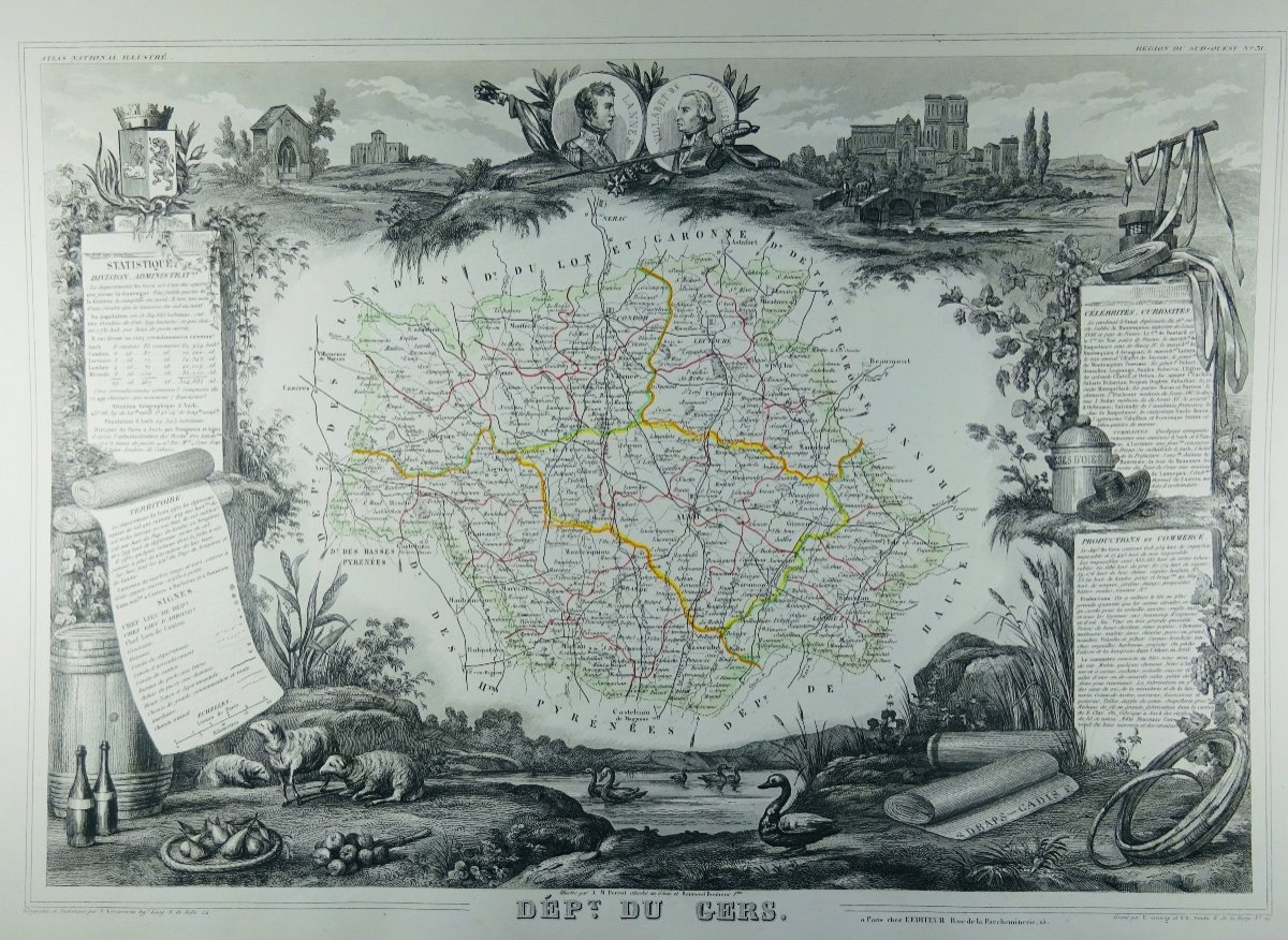 LEVASSEUR - Atlas universel de géographie physique, politique.  Combette, 1849. À restaurer.-photo-7