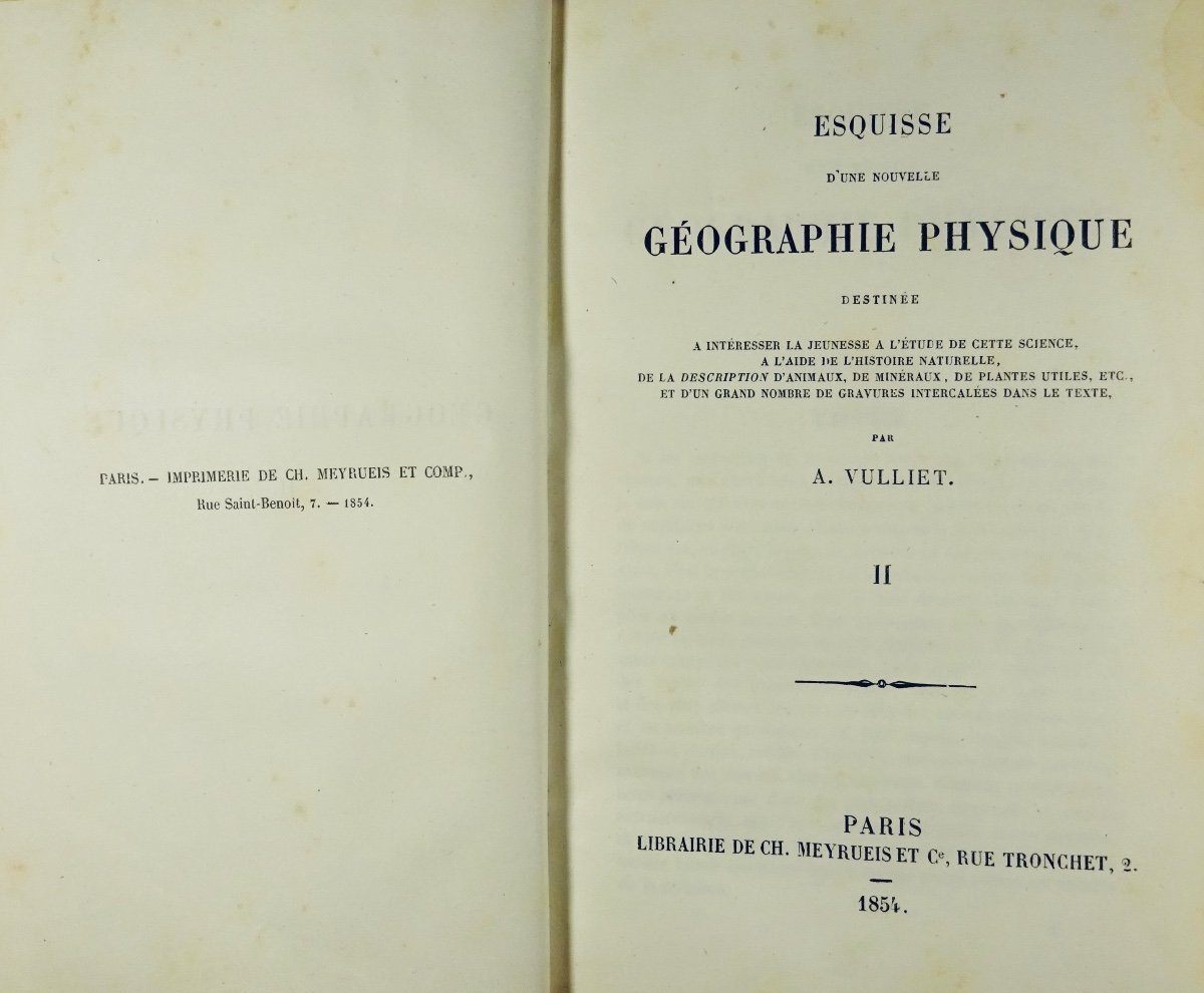 VULLIET (Adam) - Esquisse d'une nouvelle géographie physique. 1855, 3 volumes bien reliés.-photo-4