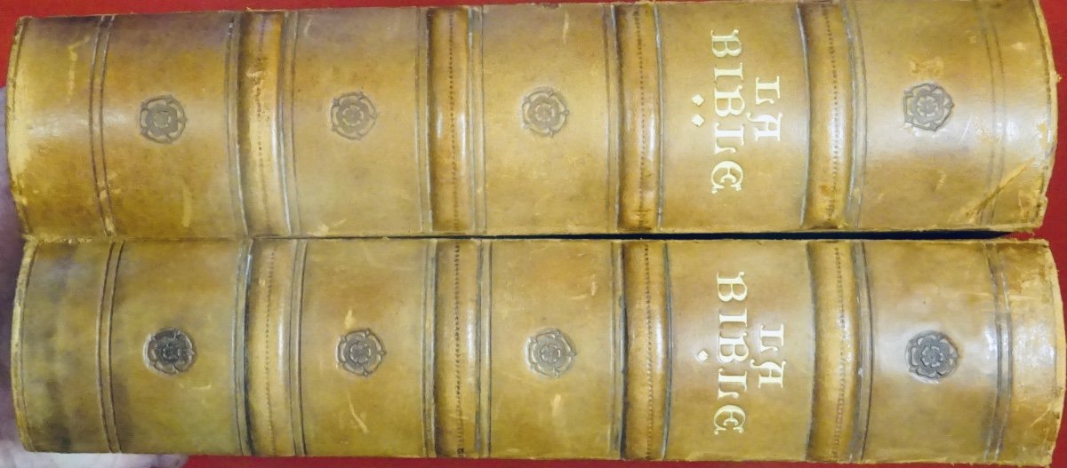 ANONYME - La Bible. Marseille, Club du livre, 1953. Reliure pleine basane d'époque.-photo-2