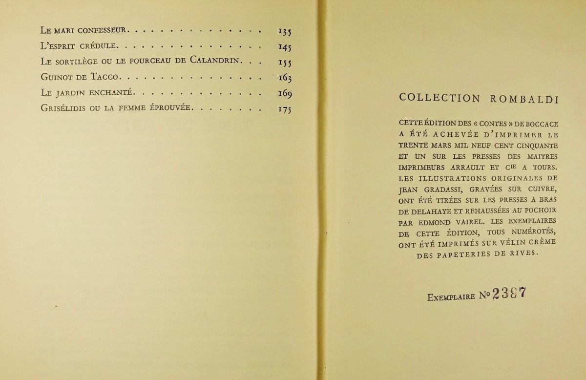 BOCCACE - Contes de Boccace. Paris, Éditions Rombaldi, 1951, illustré par GRADASSI.-photo-6