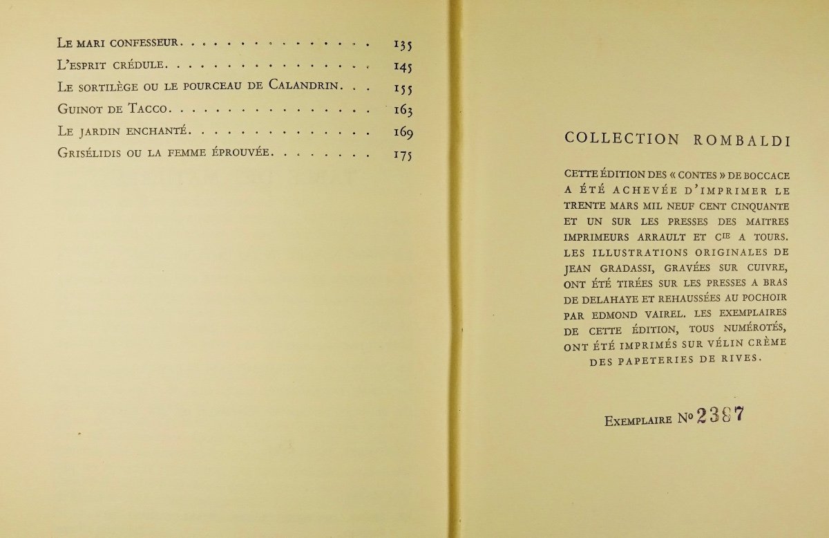BOCCACE - Contes de Boccace. Paris, Éditions Rombaldi, 1951, illustré par GRADASSI.-photo-6