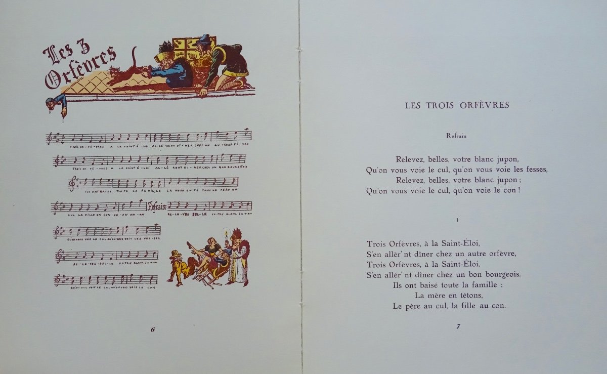 Chansons De Salle De Garde. De Montmartre Au Quartier Latin. Vers 1920, Illustré En Couleurs.-photo-3