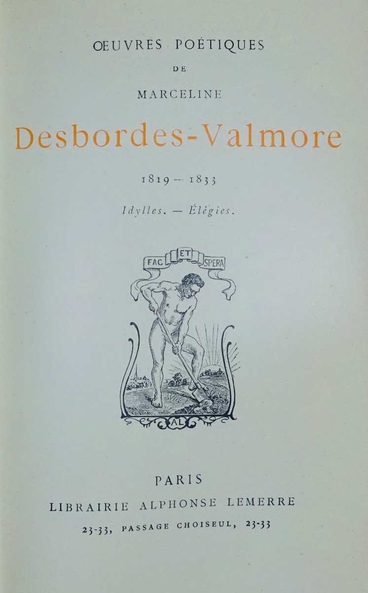 DESBORDES-VALMORE (Marceline) - 1819-1833 Idylles - Élégies. Alphonse Lemerre, vers 1920.-photo-4