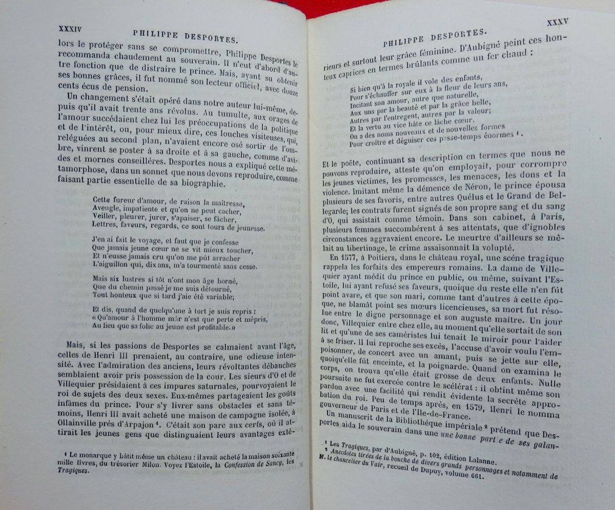 DESPORTES - Oeuvres de Philippe Desportes. Delahays, 1858 et en cartonnage d'éditeur.-photo-2