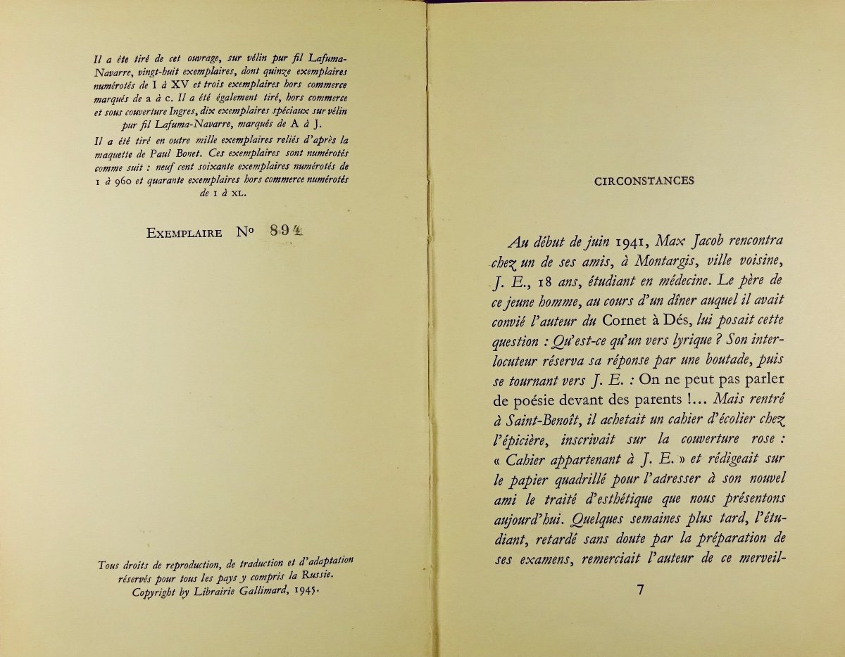 Jacob - Advice To A Young Poet. Followed By Advice To A Student. Gallimard, 1945, Bonet.-photo-1