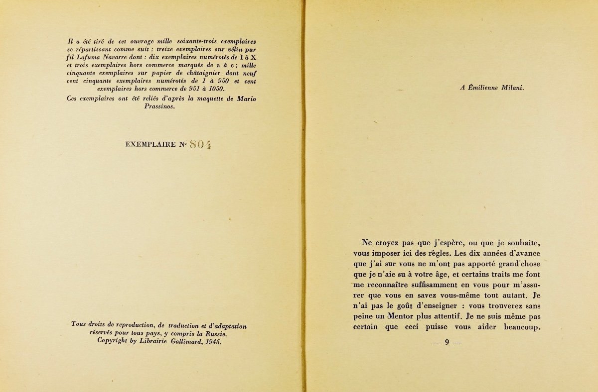 Lambert (jean) - Treaty Of The Beautiful Role. Gallimard, 1945, In A Cardboard Box By Prassinos.-photo-4
