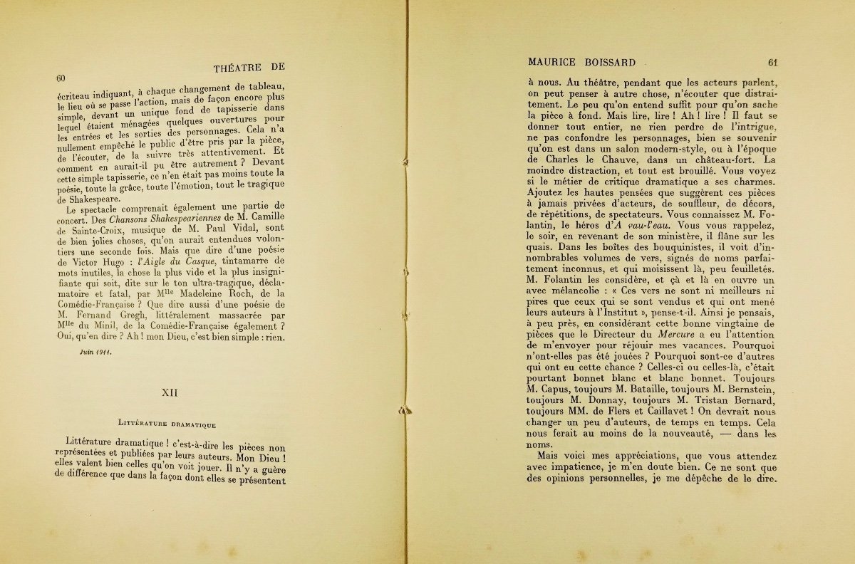 Léautaud (paul) - The Theater Of Maurice Boissard 1907-1923. Gallimard, 1926, First Edition.-photo-7