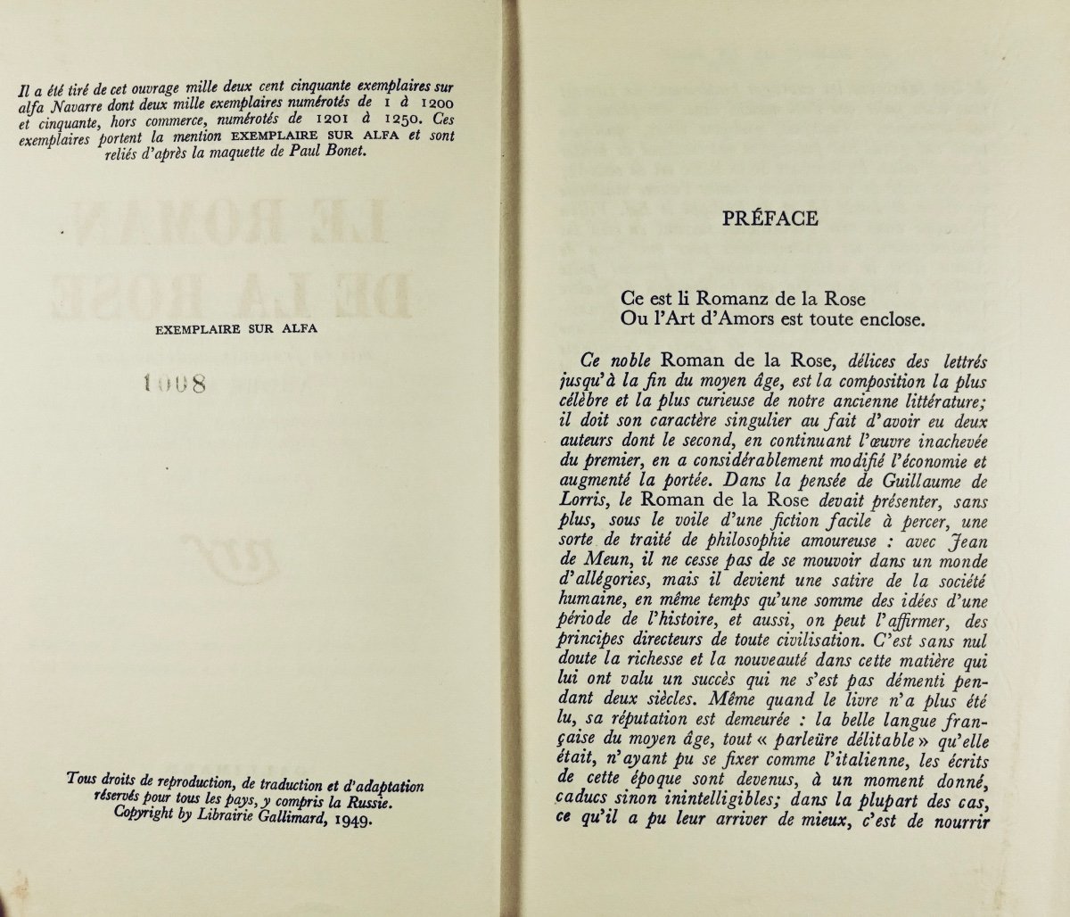 LORRIS et MELUN - Le roman de la rose. Gallimard, 1949, cartonnage de Paul BONET.-photo-2