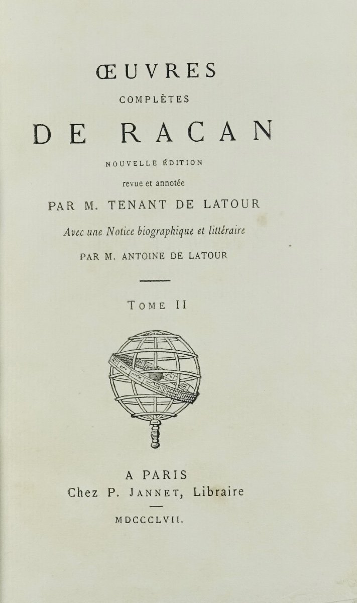 Racan - Complete Works Of Racan. Paris, Jannet, 1857 In Publisher's Cardboard.-photo-4