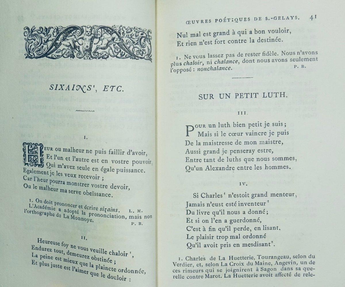 SAINCT-GELAYS (Melin de) - Oeuvres complètes de Melin de Sainct-Gelays . Paul DAFFIS, 1873.-photo-4