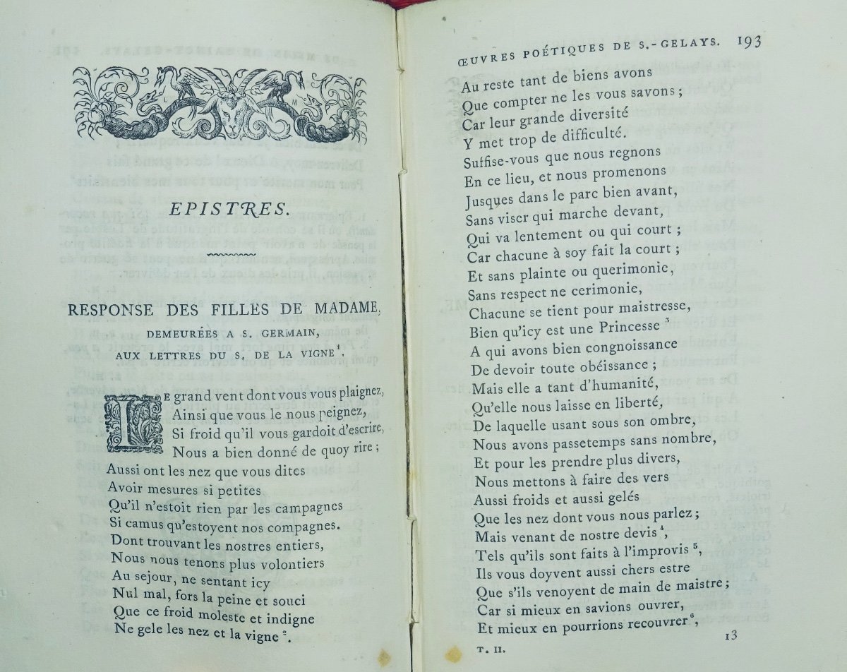 SAINCT-GELAYS (Melin de) - Oeuvres complètes de Melin de Sainct-Gelays . Paul DAFFIS, 1873.-photo-5