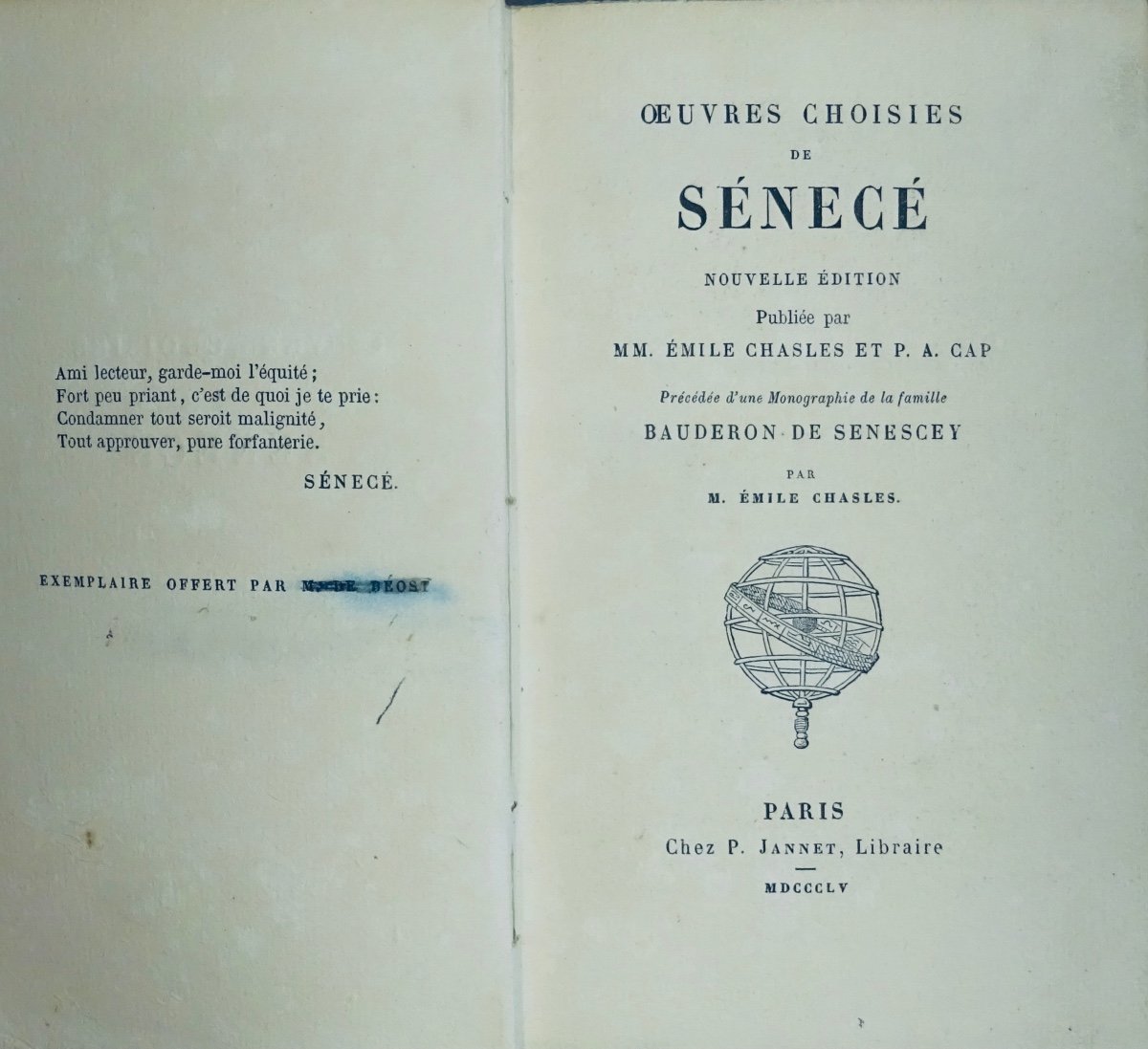 Senecé - Selected Works Of Sénecé. Jannet, 1855, In Publisher's Cardboard.-photo-1