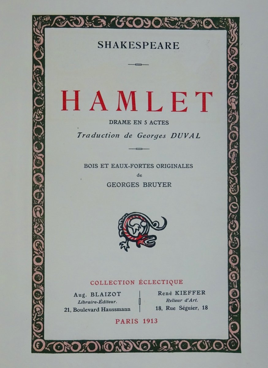 SHAKESPEARE (William) - Hamlet.  Blaizot et Kieffer, 1913, illustré par Georges Bruyer.-photo-3