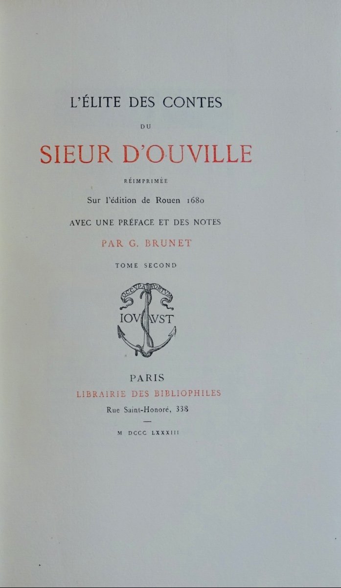 SIEUR D'OUVILLE - L'élite des contes du sieur D'Ouville. Librairie des Bibliophiles, 1883.-photo-5