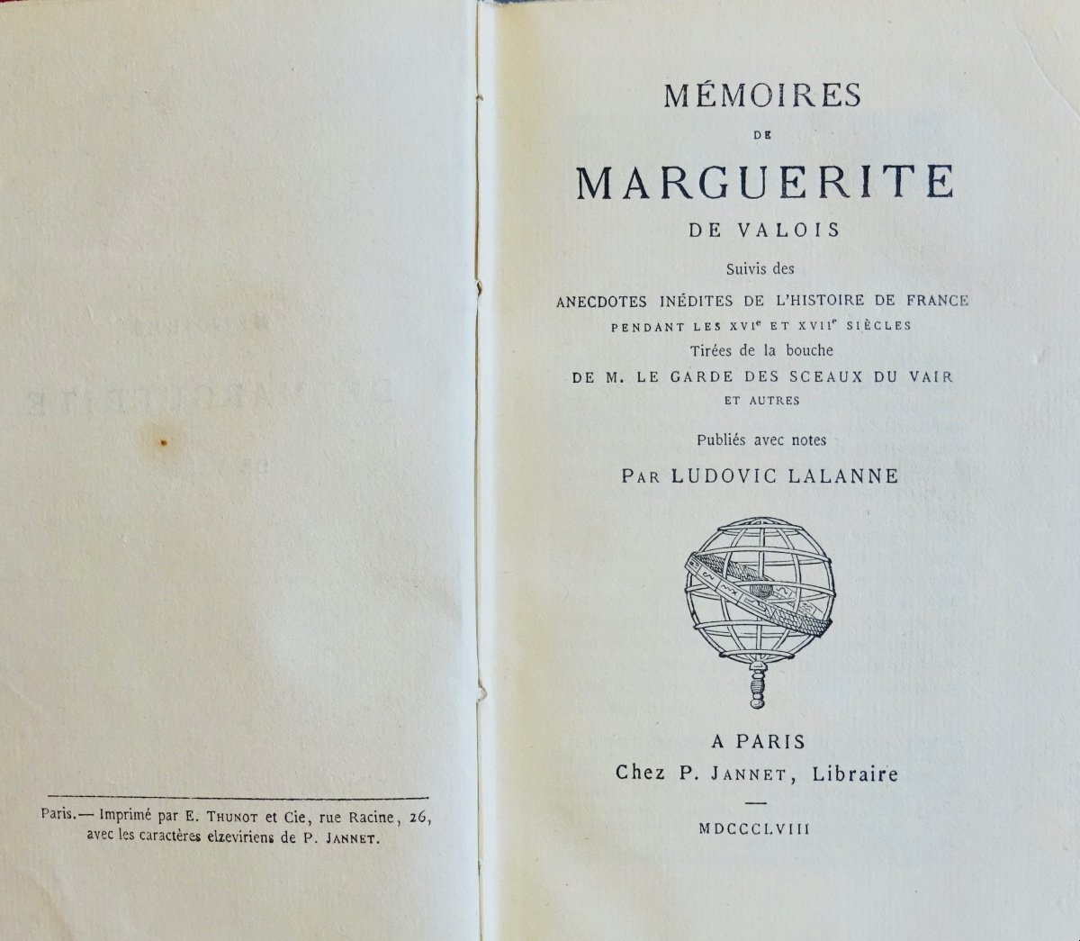 VALOIS (Marguerite de) - Mémoires de Marguerite de Valois. Jannet, 1858, cartonnage d'éditeur.