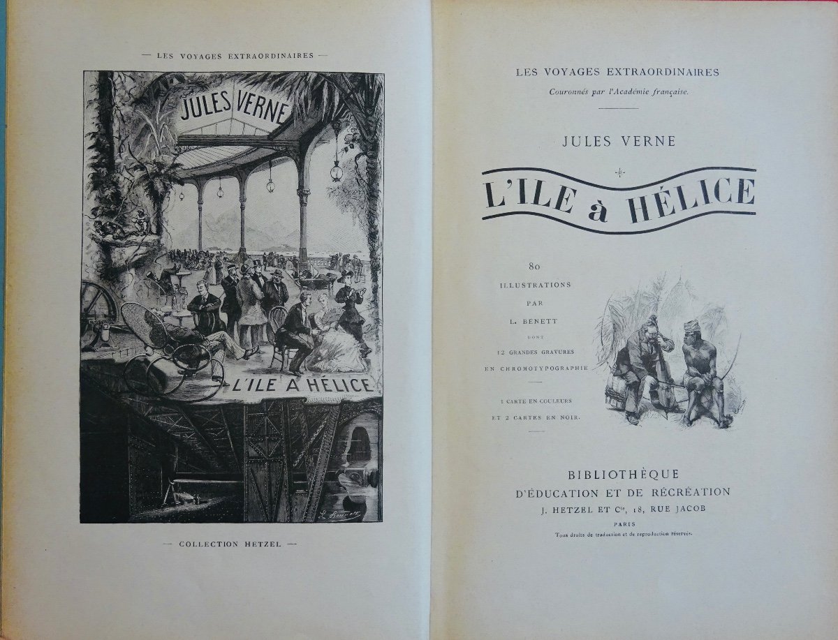Verne (jules) - Propeller Island. Hetzel, 1895, Illustrated By Benett And In Publisher's Cardboard.-photo-2
