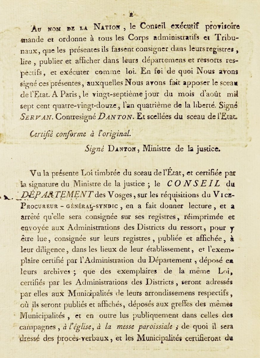 Law Relating To The Measures Taken By The Generals Of The Army Of The Rhine, épinal, 1792.-photo-2