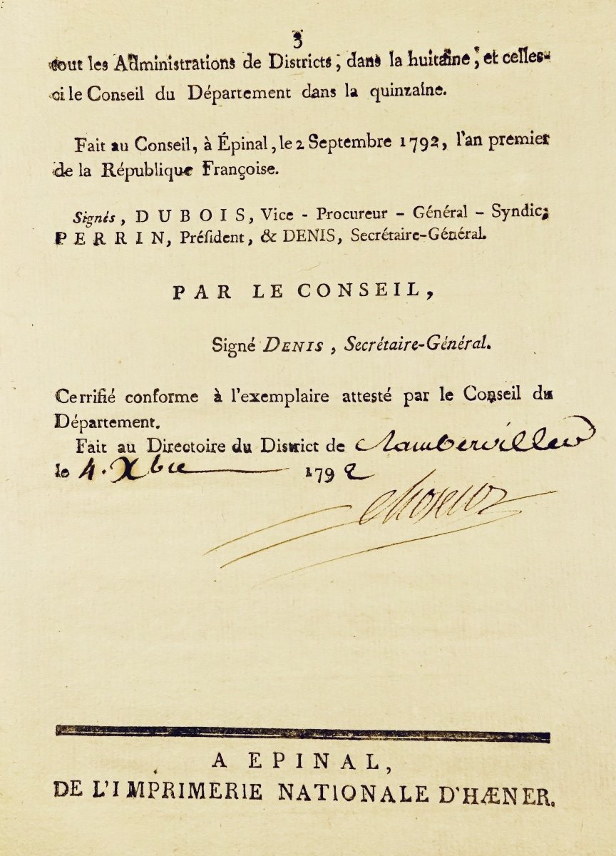 Law Relating To The Measures Taken By The Generals Of The Army Of The Rhine, épinal, 1792.-photo-3