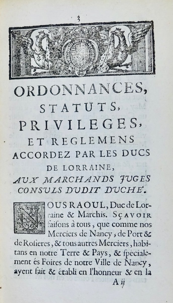 Ordonnances, statuts, privilèges et règlemens accordez aux marchands. Cusson, 1743, relié.-photo-2