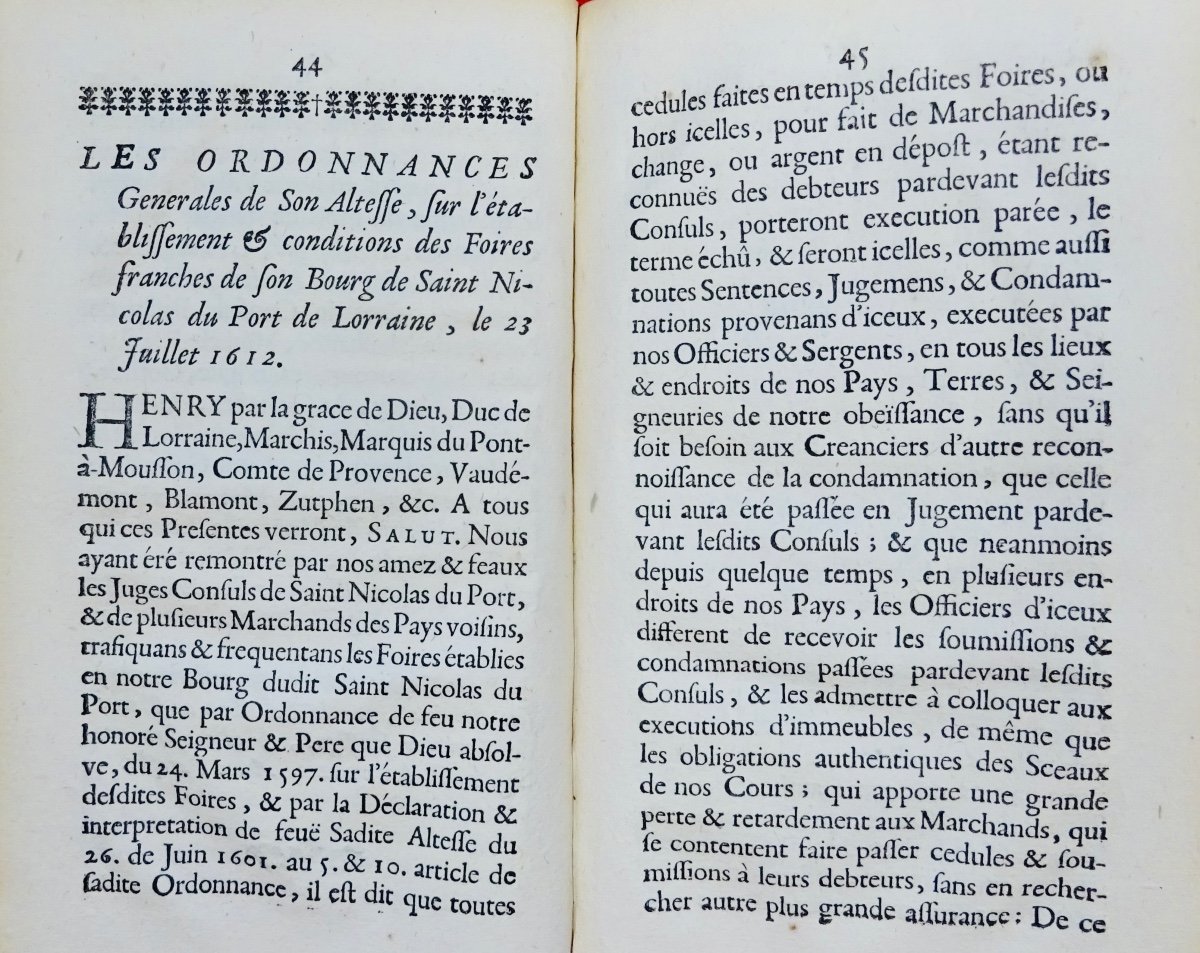 Ordonnances, statuts, privilèges et règlemens accordez aux marchands. Cusson, 1743, relié.-photo-5