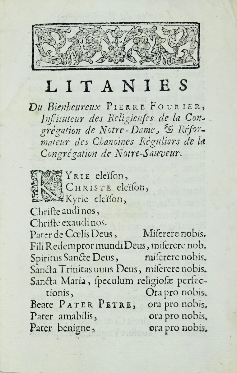 Litany Of Blessed Pierre Fourier. Sl, Se, Around 1780. Paperback.-photo-5