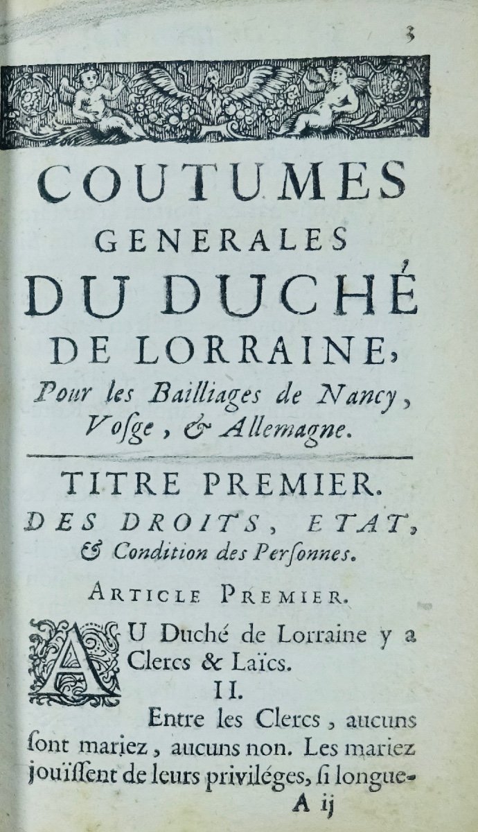 Coutumes générales du duché de Lorraine, bailliages de Nancy, Vosge et Allemagne. 1730.