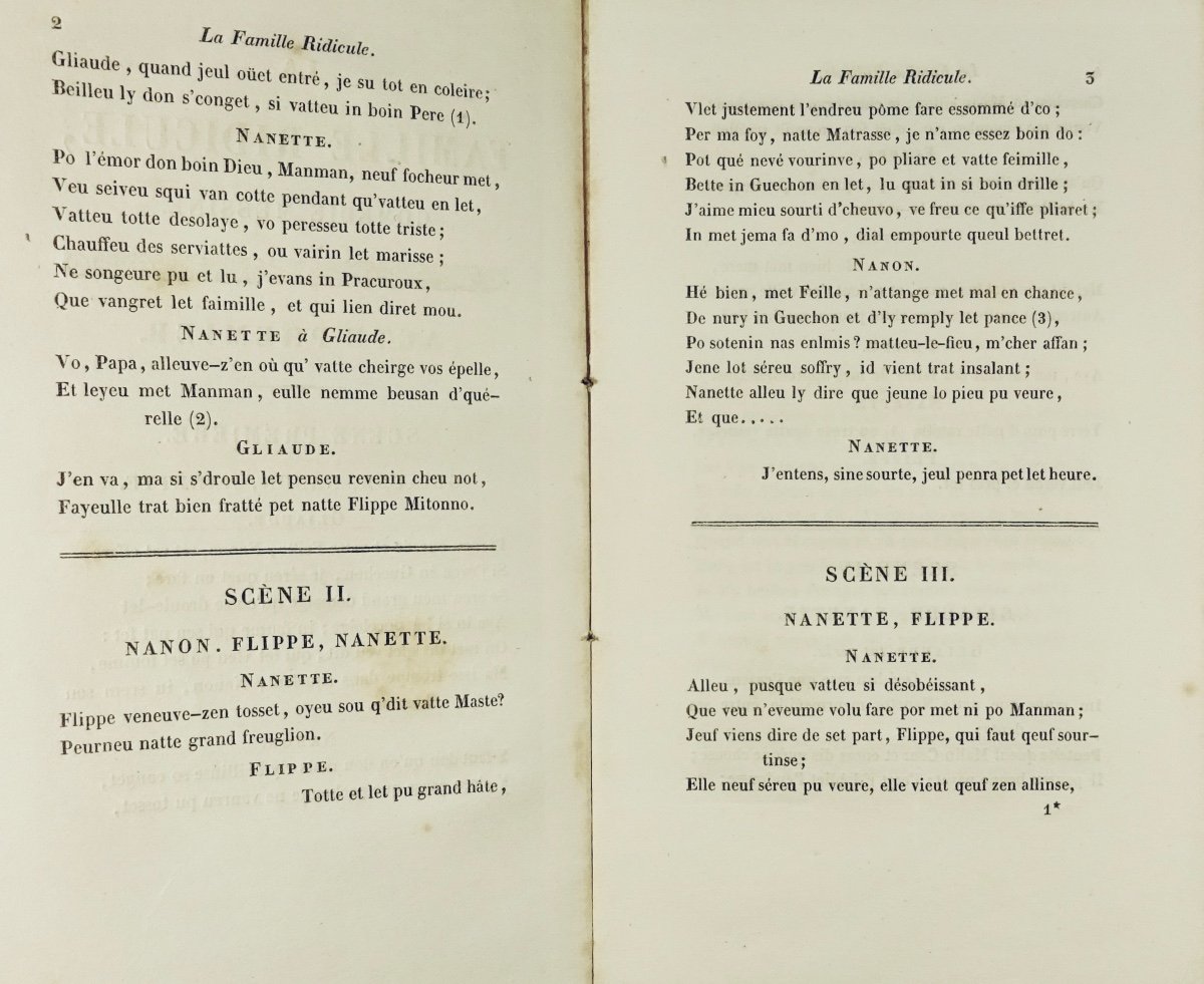 Flippe Mitonno Or The Ridiculous Family. Messina Comedy In Patois Verse. Metz, Lecouteux, 1848.-photo-3