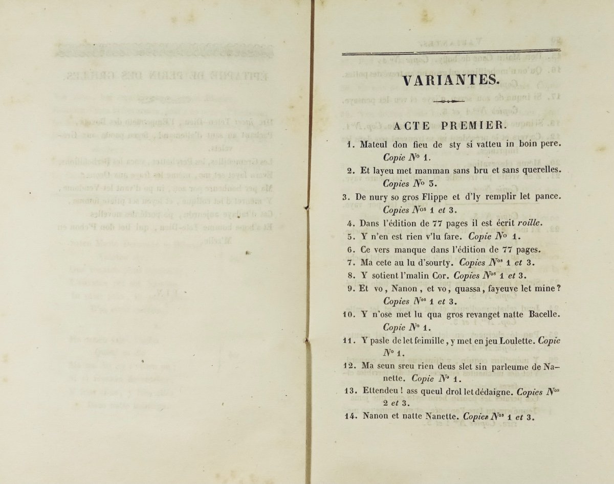 Flippe Mitonno Or The Ridiculous Family. Messina Comedy In Patois Verse. Metz, Lecouteux, 1848.-photo-6