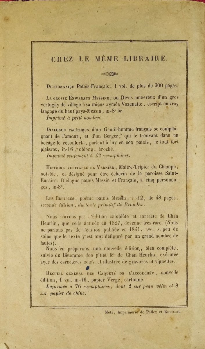 Flippe Mitonno Or The Ridiculous Family. Messina Comedy In Patois Verse. Metz, Lecouteux, 1848.-photo-8