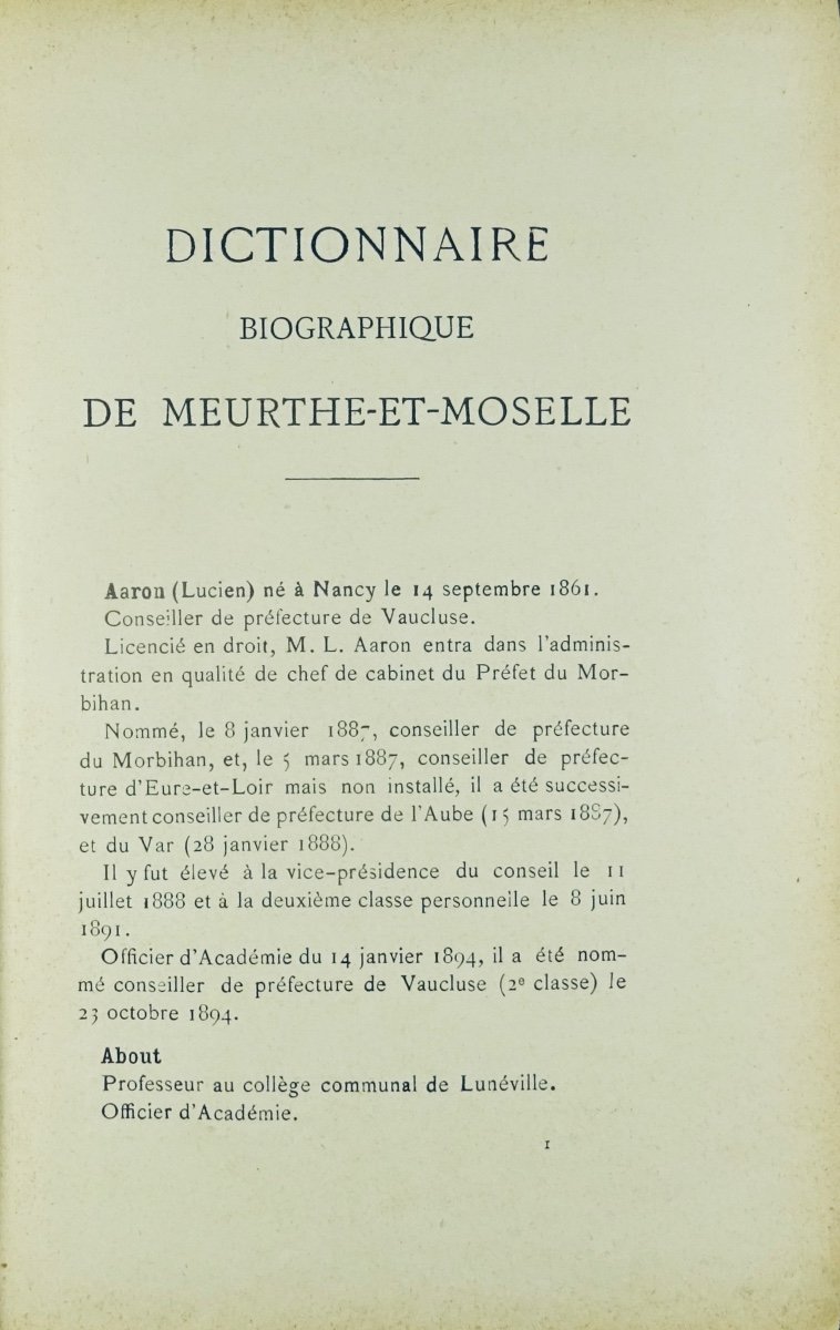 Departmental Dictionaries. Meurthe And Moselle. Jouve, 1896, Publisher's Cardboard.-photo-3