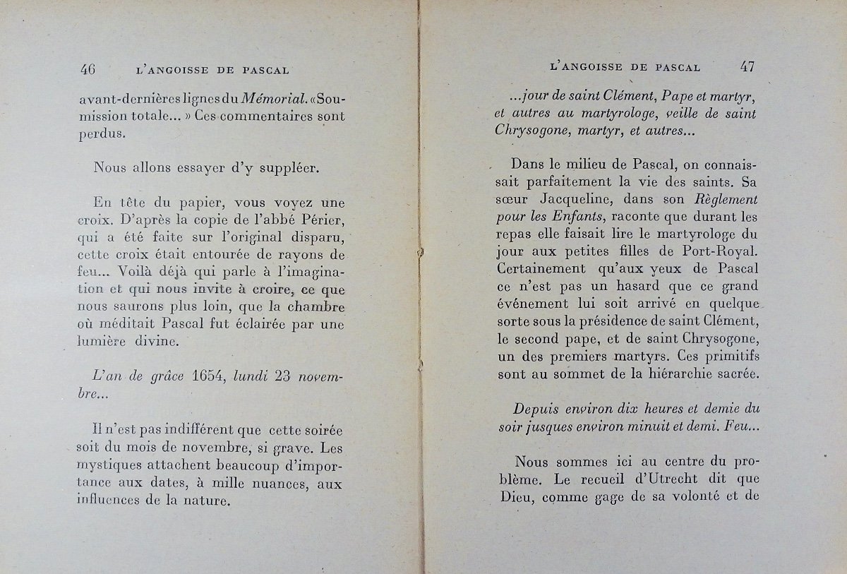 Barrès (maurice) - Pascal's Anguish. Plon, 1923, First Edition On Standard Paper.-photo-7