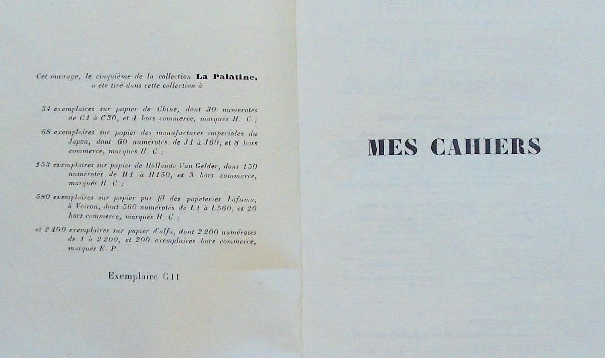 Barrès (mauritius) - My Notebooks From 1896 To 1923. Plon, 1929-1957. Head Copy.-photo-1