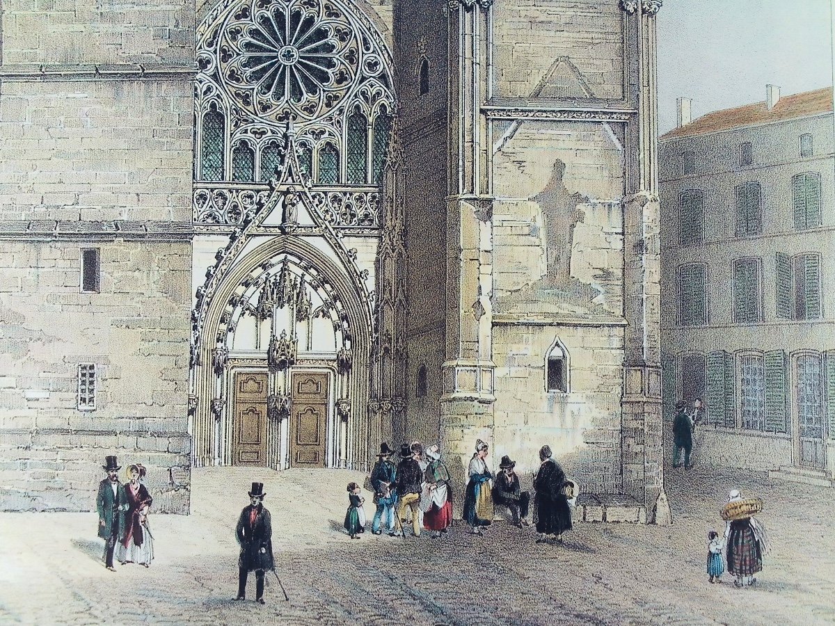 BENCE (Jean-Martin-Sylvestre) - Cathédrale de Toul. Vers 1830, coloris ancien.-photo-4
