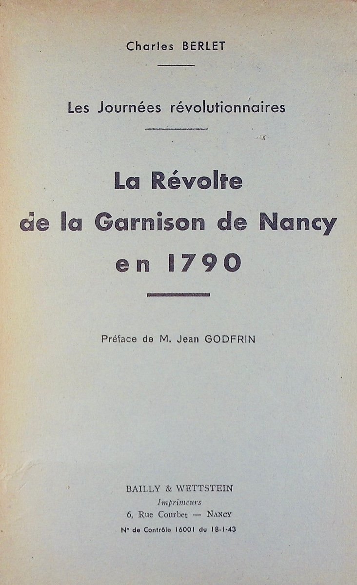 BERLET - Les Journées révolutionnaires. La Révolte de la garnison de Nancy en 1790. 1943.-photo-4