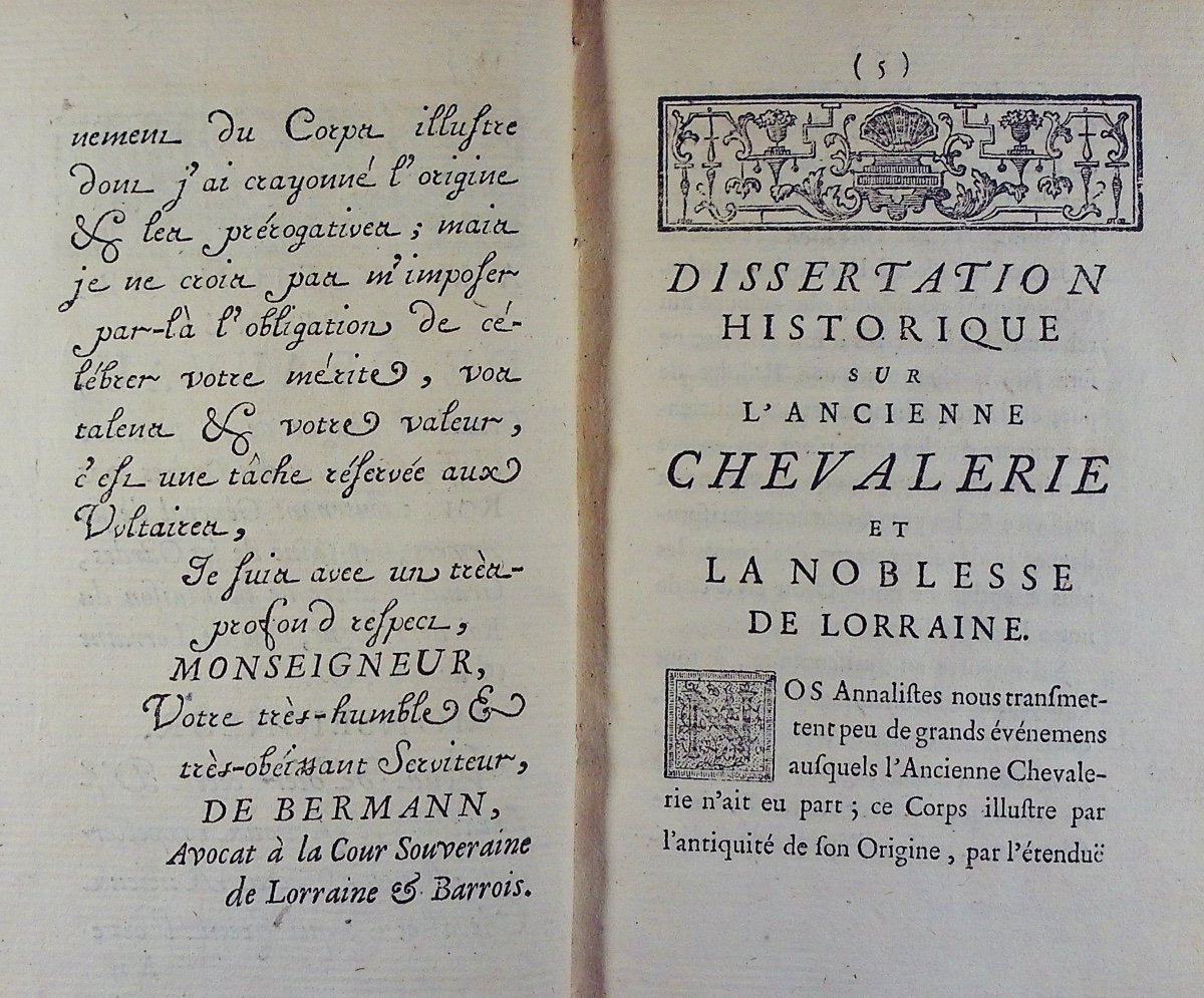 [bermann] - Dissertation On The Ancient Chivalry And Nobility Of Lorraine. Haener, 1763.-photo-3