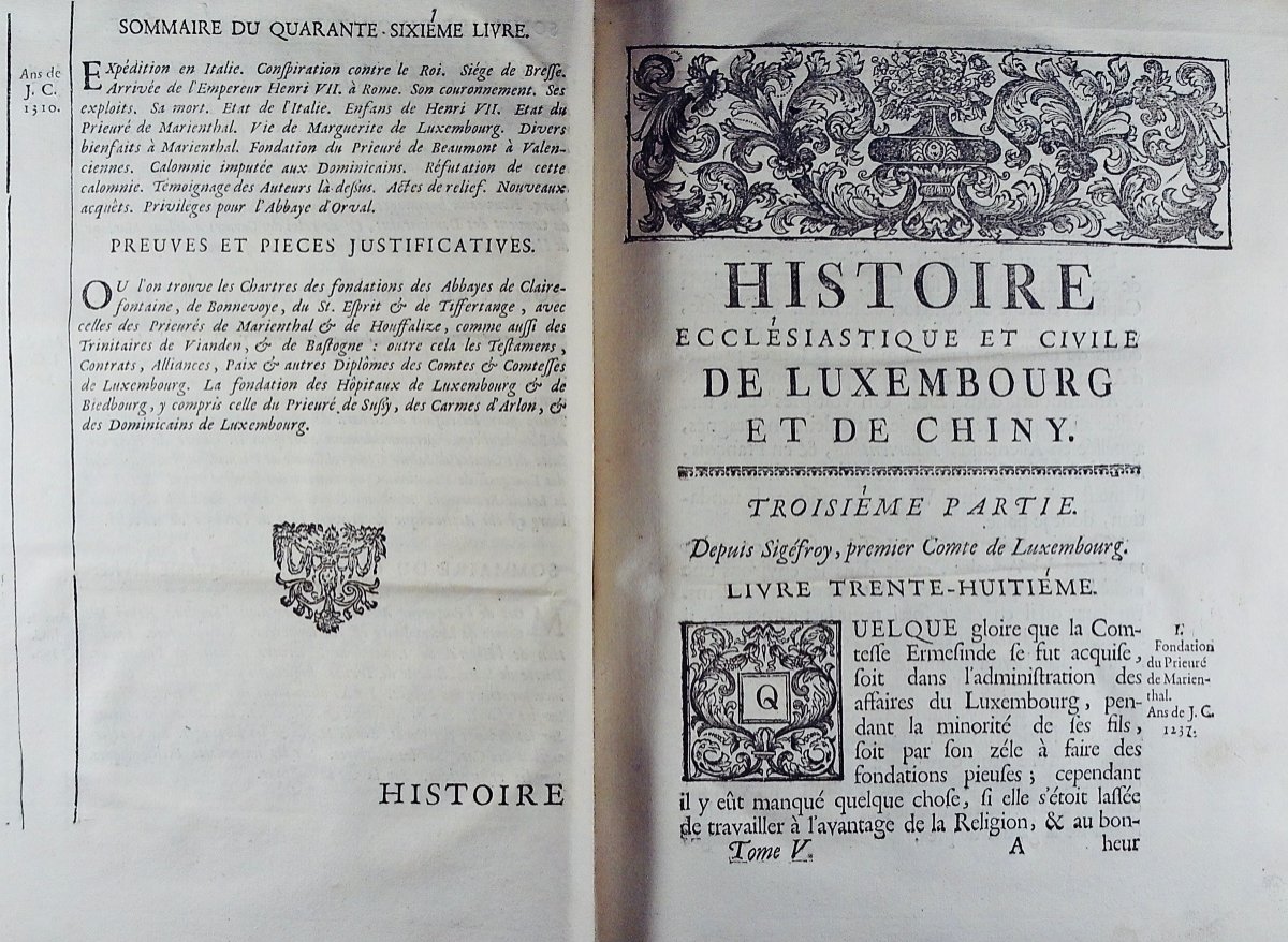 BERTHOLET - Histoire ecclésiastique et civile du duché de Luxembourg et comté de Chiny. 1741.-photo-3