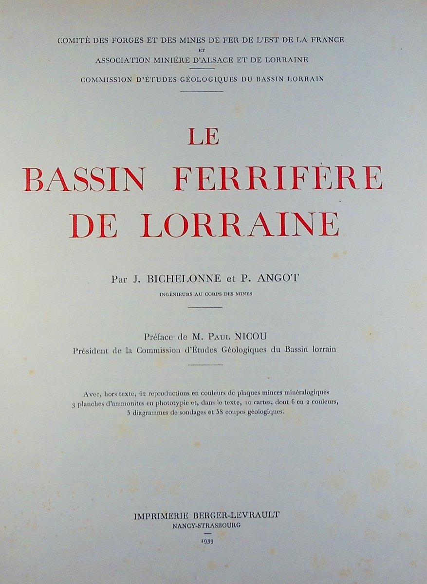 Bichelonne (j.), Angot (p) - The Lorraine Iron Basin. Berger-levrault, 1939. Paperback.-photo-2