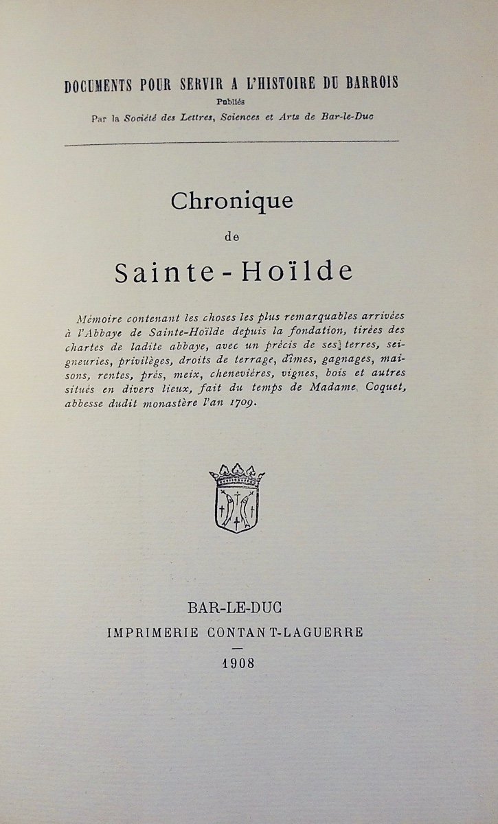 [bister] - Documents To Be Used In The History Of Barrois. Chronicle Of Sainte-hoïlde. 1908.-photo-4