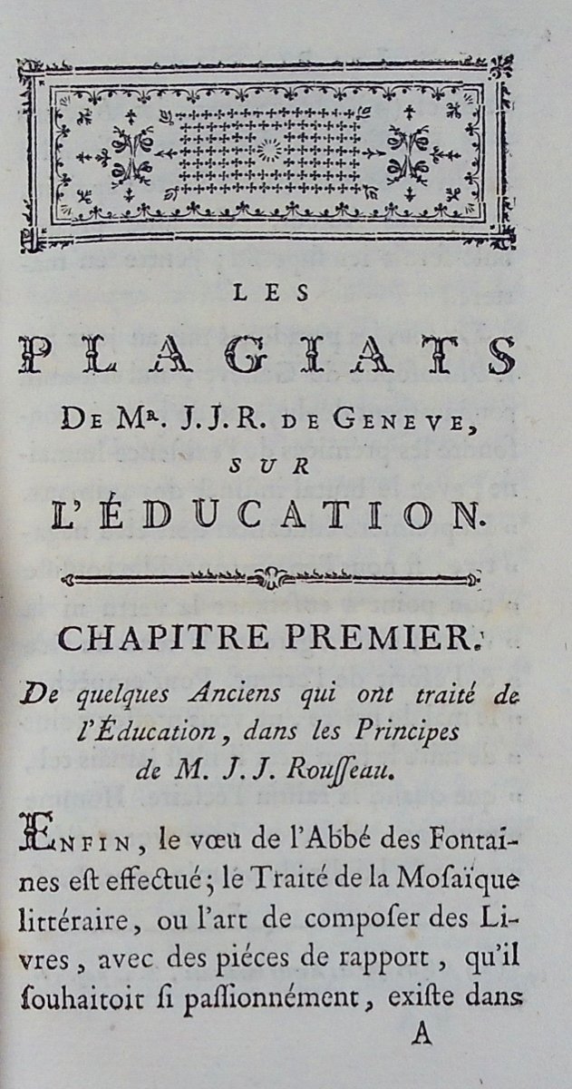 Cajot (jean-joseph) - The Plagiarism Of Mjjr Of Geneva On Education. At Durand, 1766.-photo-3
