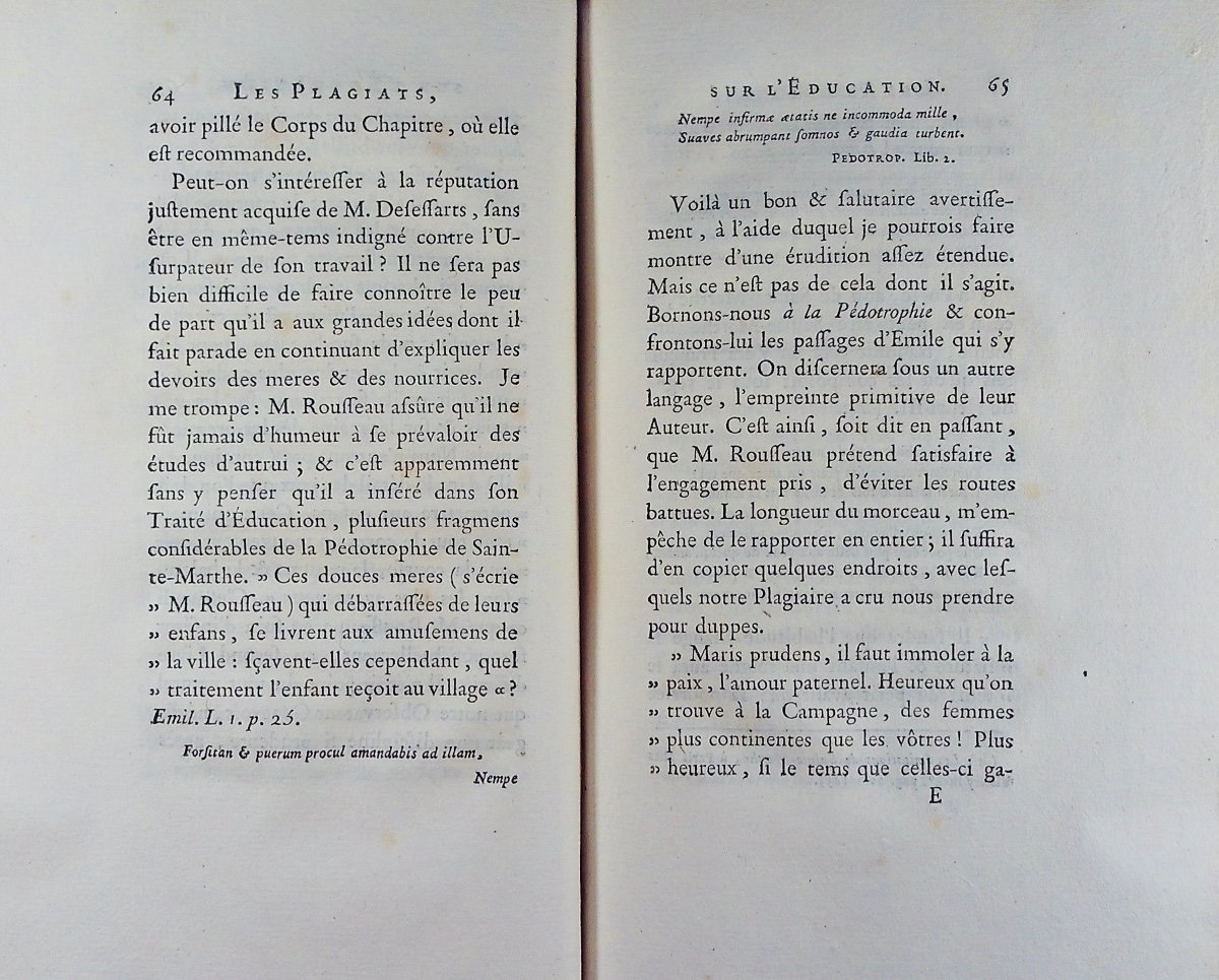 Cajot (jean-joseph) - The Plagiarism Of Mjjr Of Geneva On Education. At Durand, 1766.-photo-5