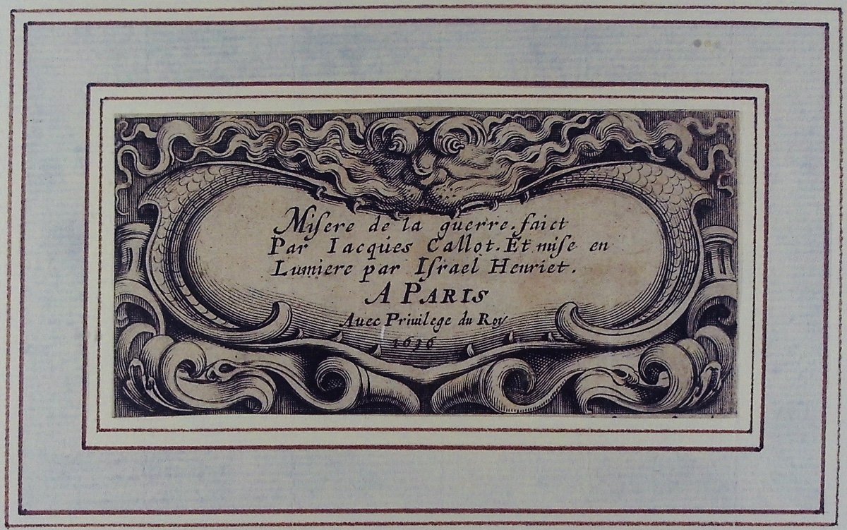 CALLOT (Jacques) - Page de titre de Misère de la guerre. Encadrée, 1636.-photo-2
