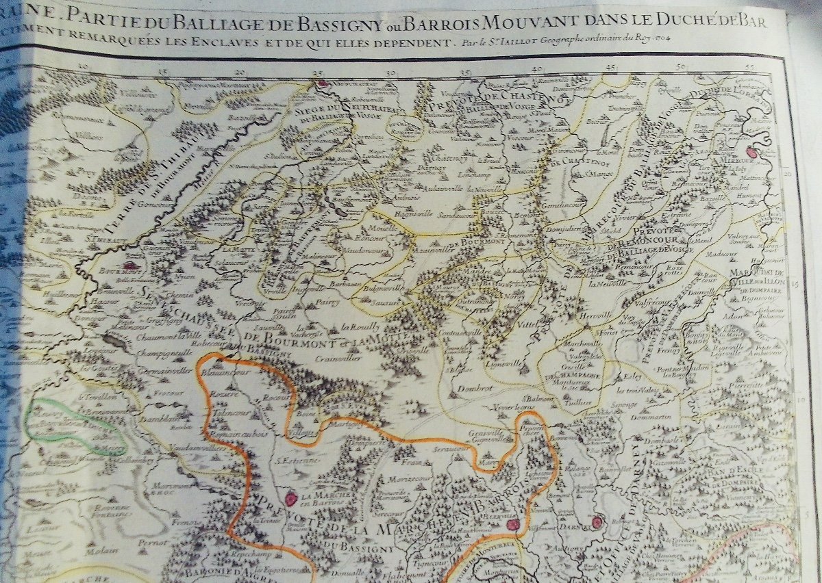  JAILLOT - Partie du bailliage de Vosge ou de Mirecourt, dans le duché de Lorraine. 1704.-photo-4