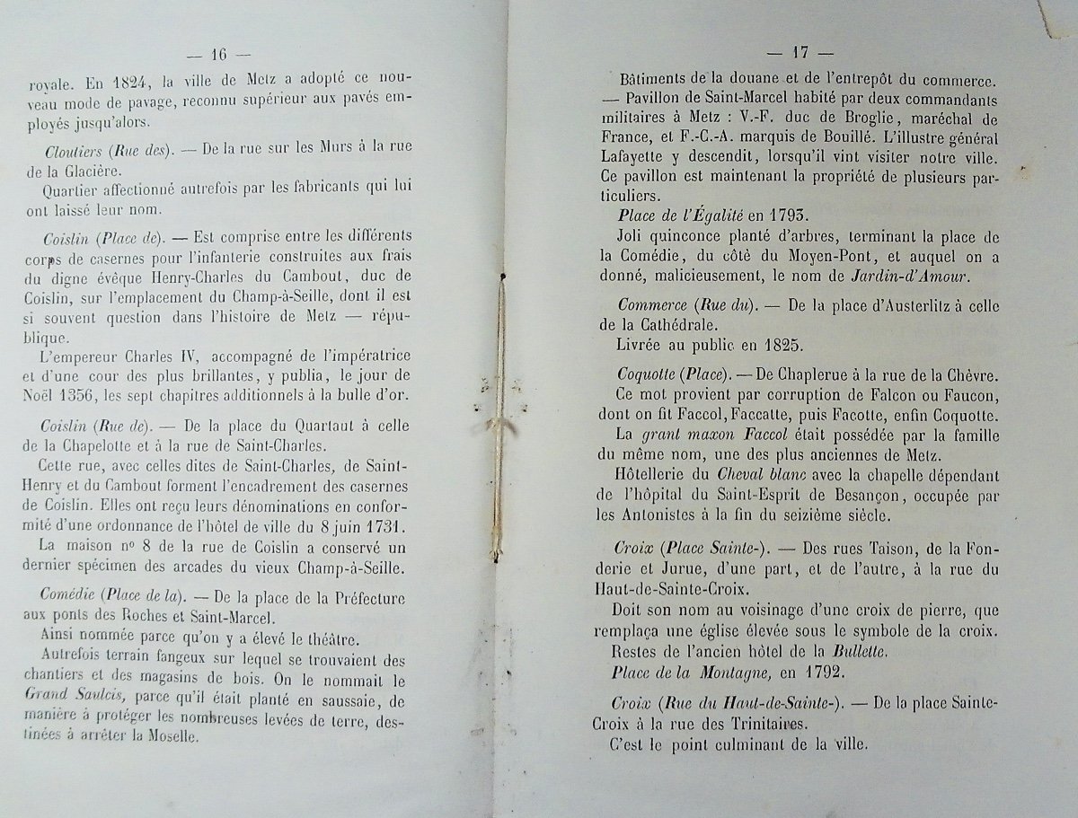 Chabert - Topographical, Historical And Etymological Vocabulary Of The City Of Metz. 1863.-photo-3