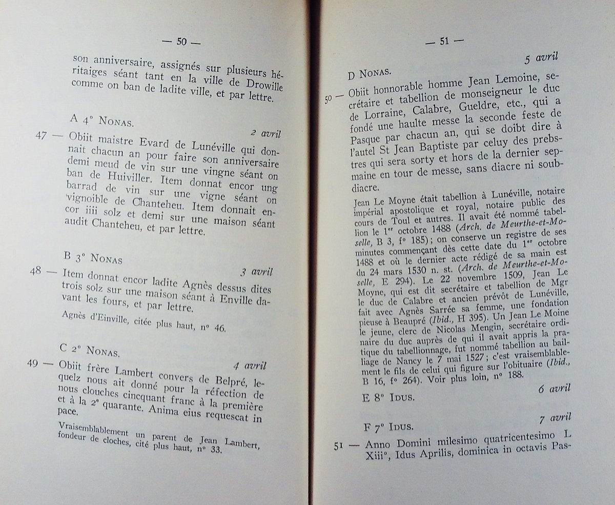 CHOUX - Obituaire de l'Abbaye de Beaupré, ordre de Citeaux, diocèse de Toul. 1968, broché.-photo-4