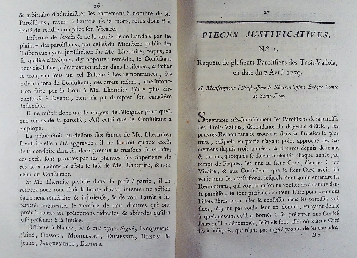 Mémoire pour M. Barthélémy-Louis-Martin de Chaumont, Évêque de St. Diez, broché, 1789.-photo-5