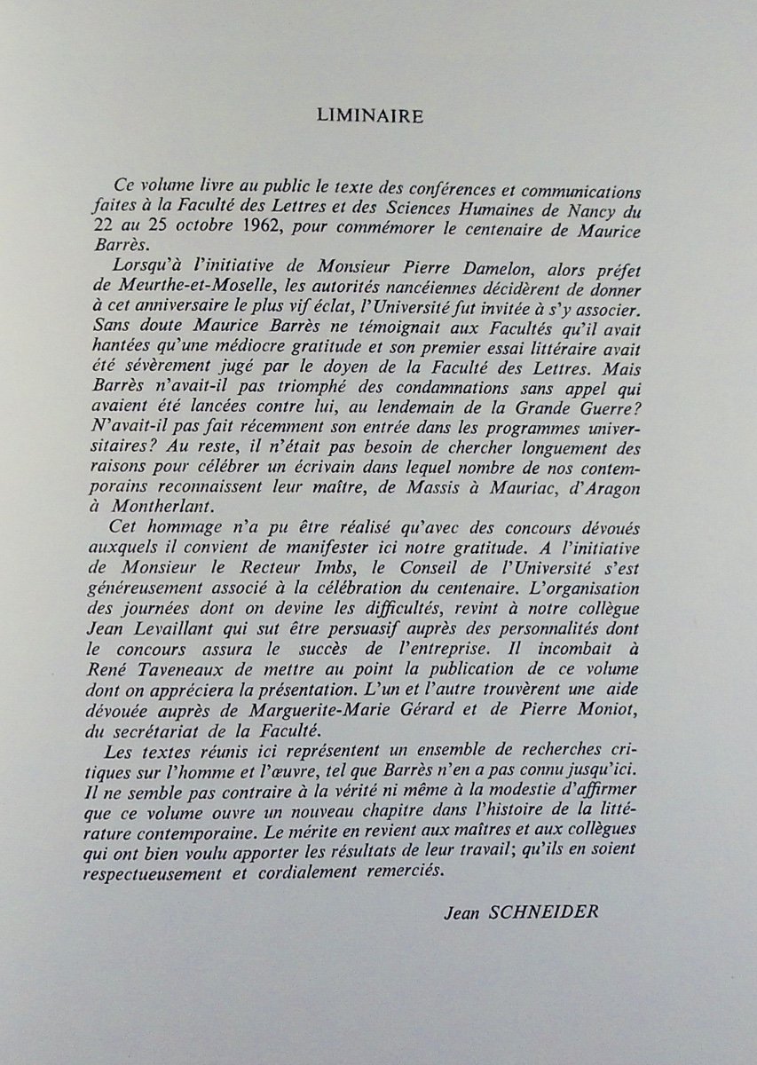Annales de l'Est – Mémoire N° 24 : Maurice Barrès. Nancy, Université de Nancy, 1963, broché.-photo-3