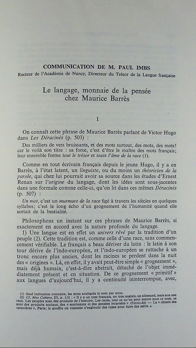 Annales de l'Est – Mémoire N° 24 : Maurice Barrès. Nancy, Université de Nancy, 1963, broché.-photo-2