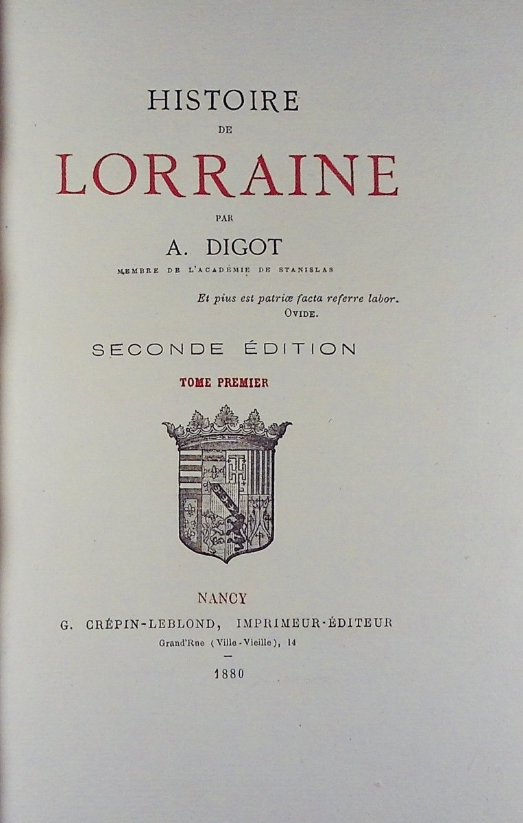 DIGOT (Auguste) - Histoire de Lorraine. Crépin-Leblond, 1880, reliures demi-veau box beige.-photo-4