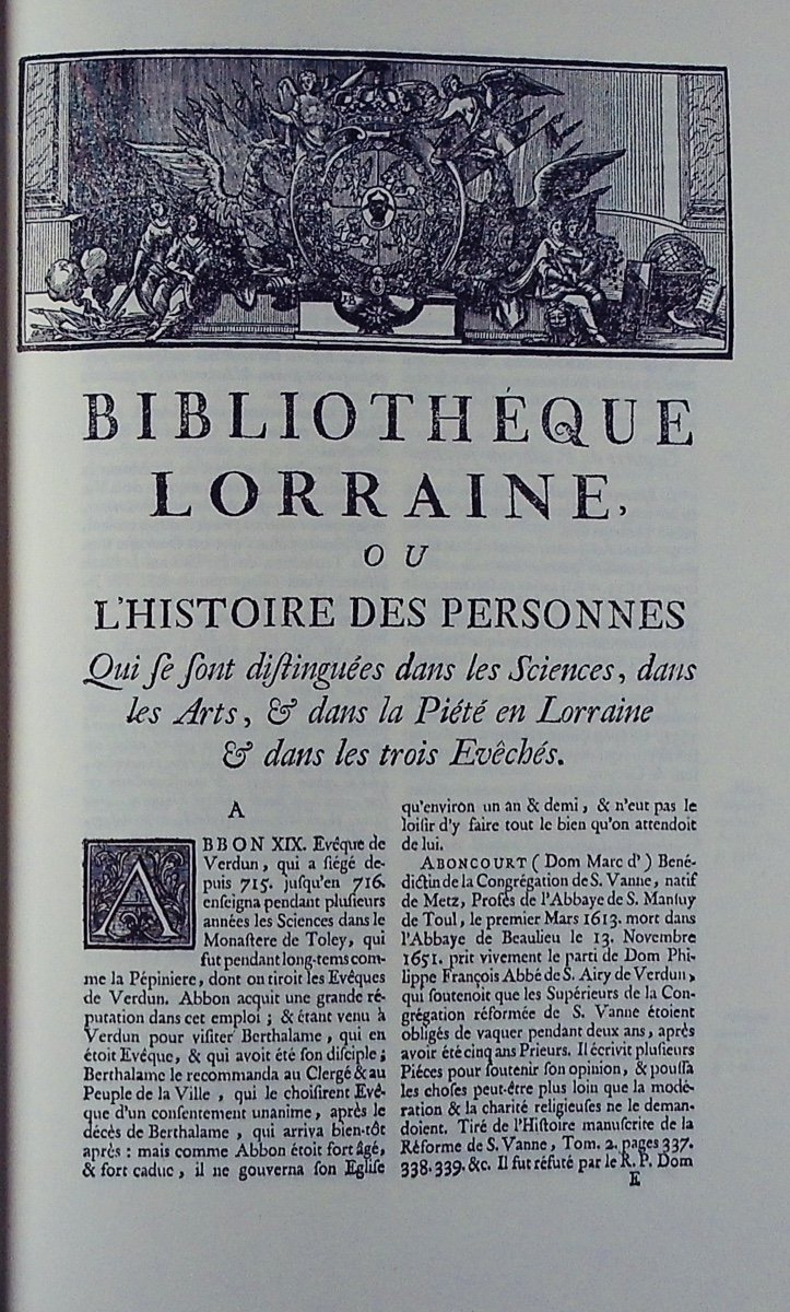 DOM CALMET (Augustin) - Bibliothèque Lorraine ou Histoire des hommes illustres. 1971, Slatkine.-photo-1