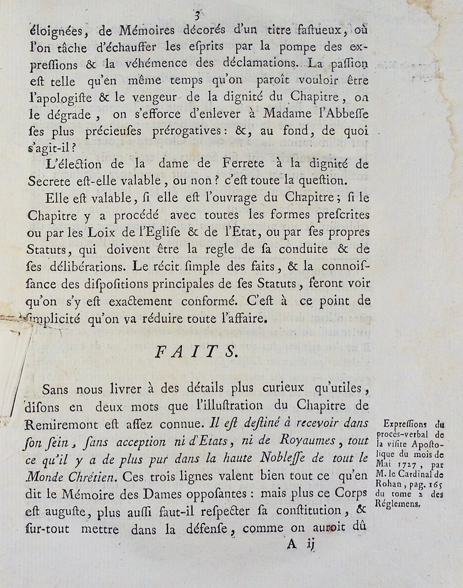 Mémoire à consulter et consultation pour le chapitre de Remiremont, Vosges. 1783, à restaurer.-photo-2